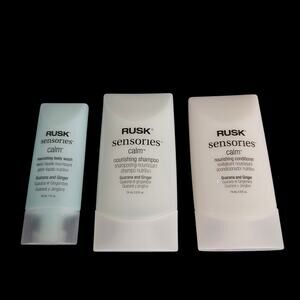 Rusk Sensories Calm Travel Set Shampoo Conditioner Body Wash Guarana & Ginger